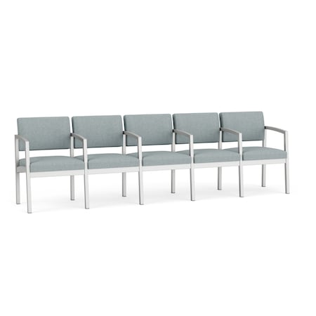 Lesro Lenox Steel 5 Seater with Center Arms, Ash (Blue) Seat, Ash Back, 106.5 W 24.5 L 32 H LS5103